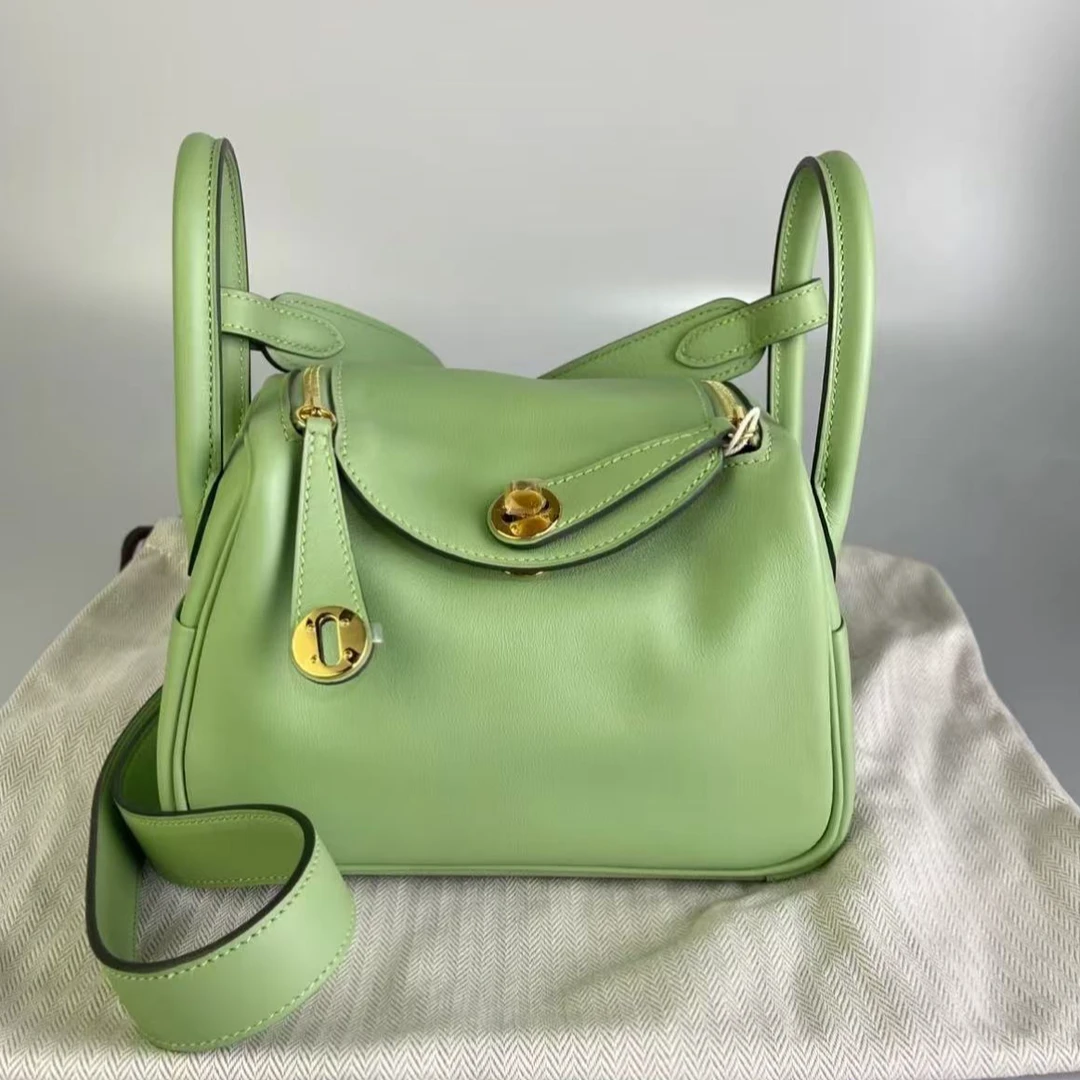 99新 Hermes/爱马仕 爱马仕minilindy牛油果绿金扣Y单肩包8780005