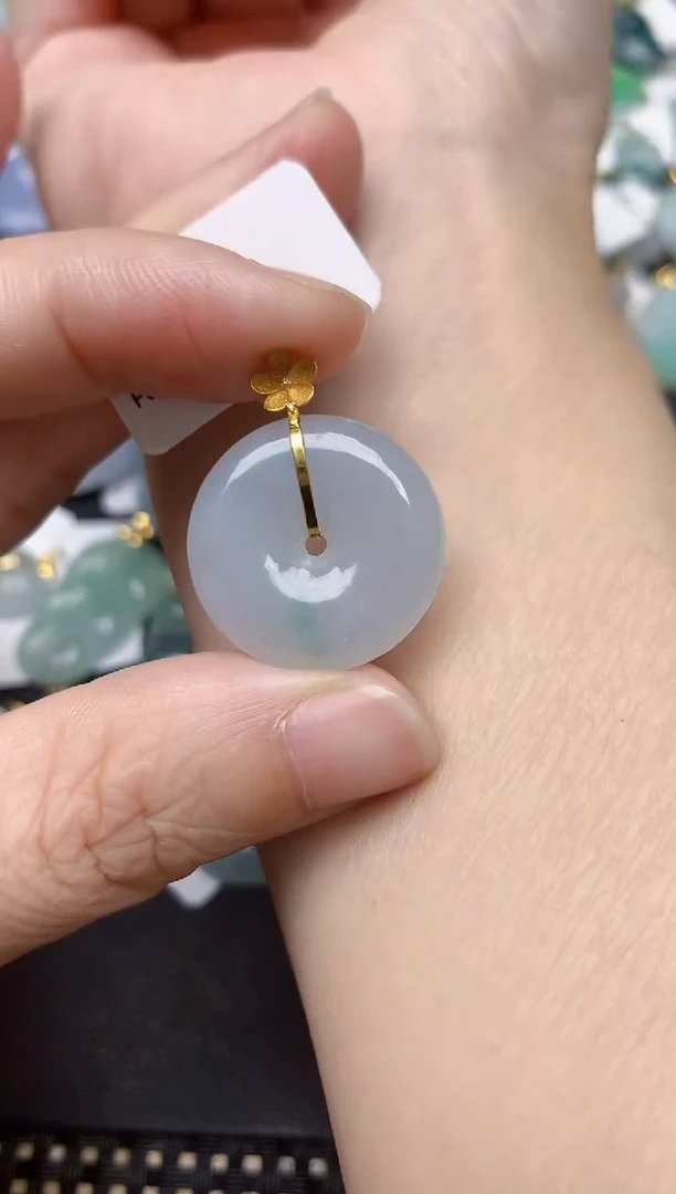 颈饰18K金镶嵌翡翠天然缅甸A货翡翠