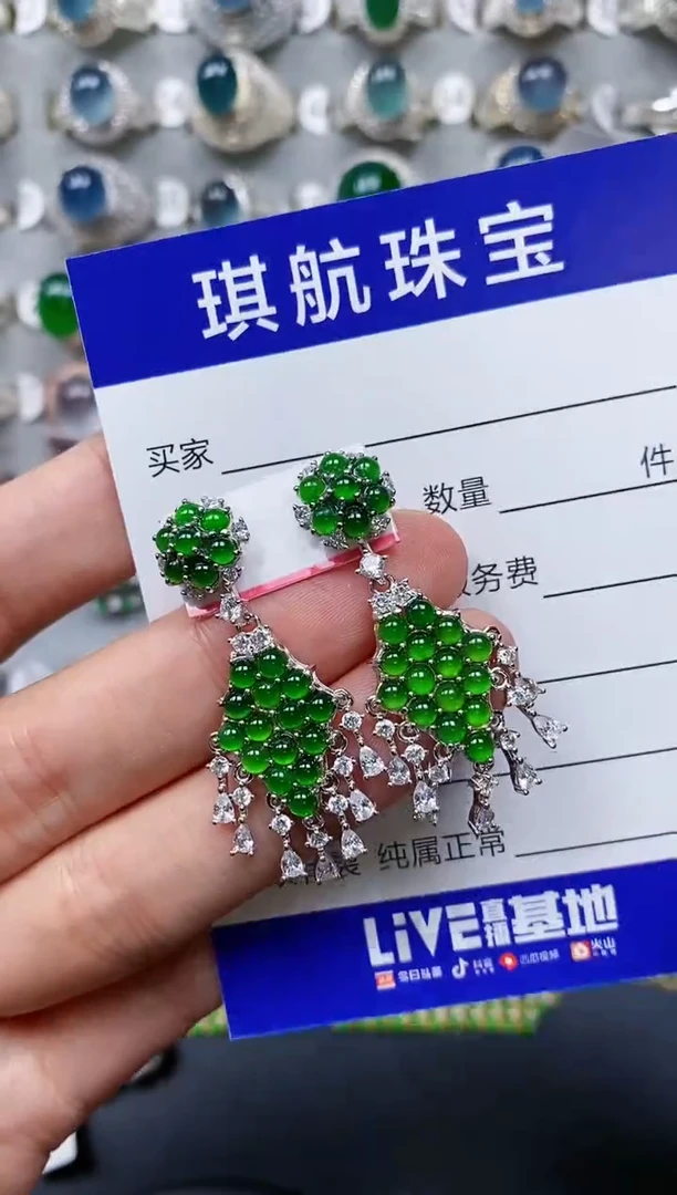 【闪购商品】翡翠耳饰银S925镶嵌0469