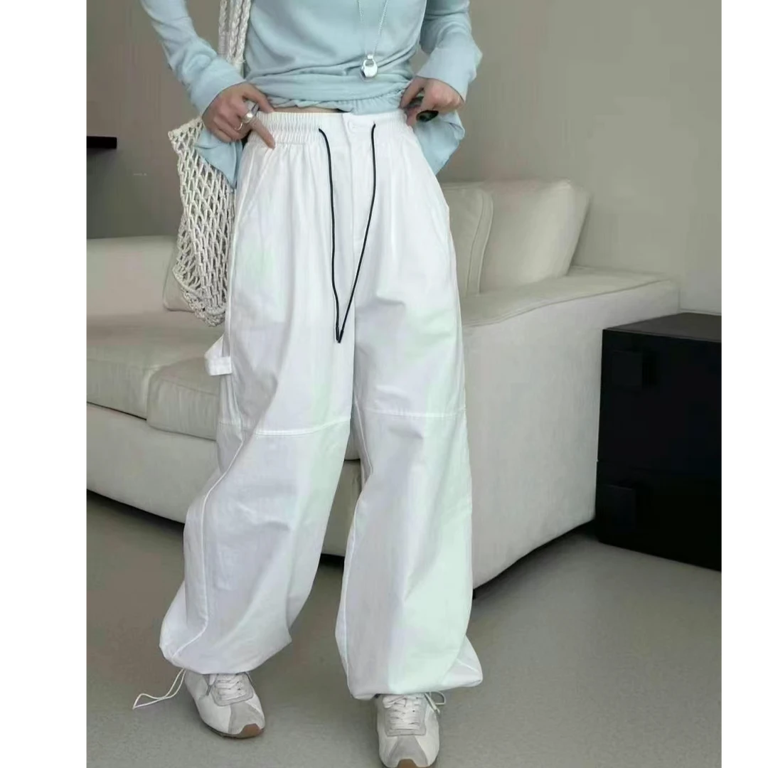 黑屿白/606 潮牌女装春季韩版宽松潮流运动抽绳休闲时尚百搭