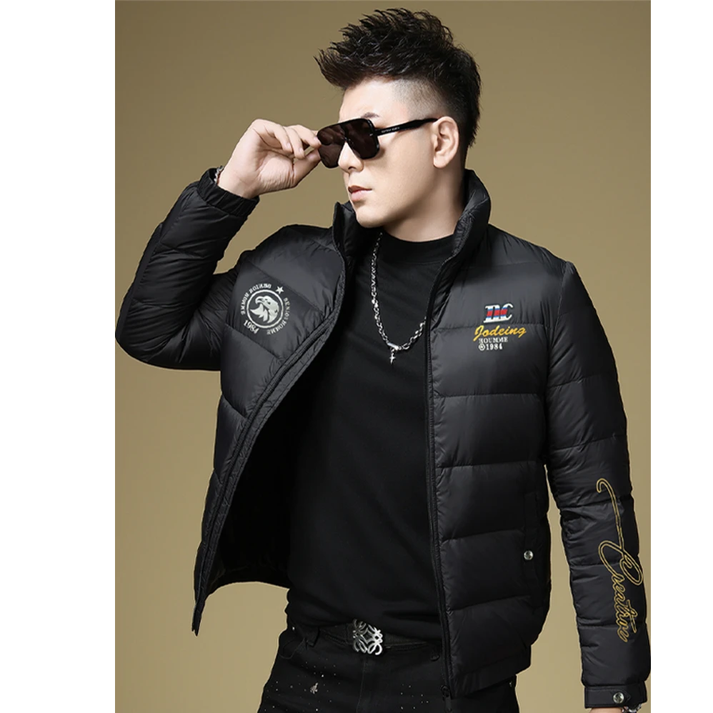 保登皮兹欧洲站新款时尚90白鸭绒羽绒服男装高端刺绣男士冬季外套