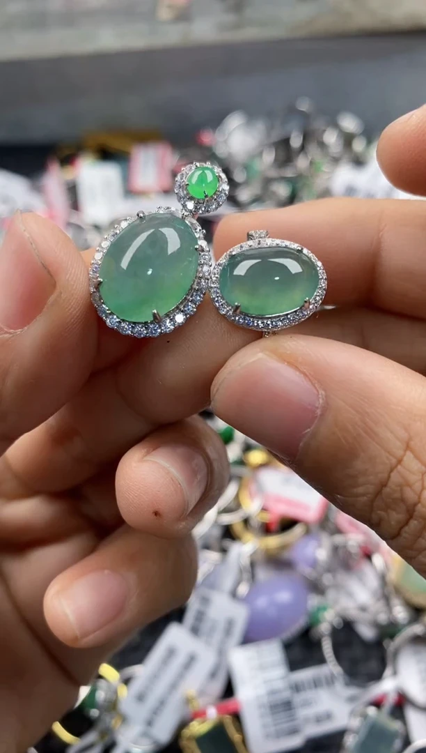 银S925镶嵌戒指翡翠333      7