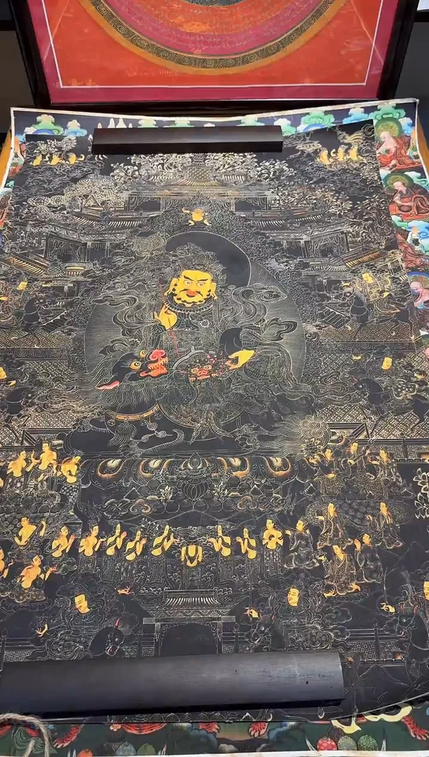 装裱画16010 黑金财宝天王