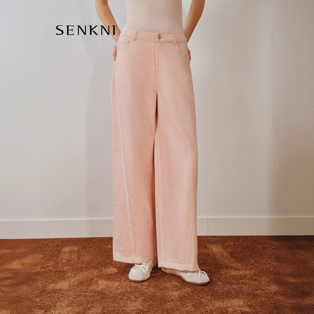 【明星同款】SENKNI2025秋季新品全棉彩点纱轻龄感牛仔裤S150311OF