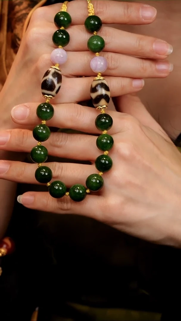 【闪购商品】和田玉颈饰银S925镀金镶嵌龟甲水纹