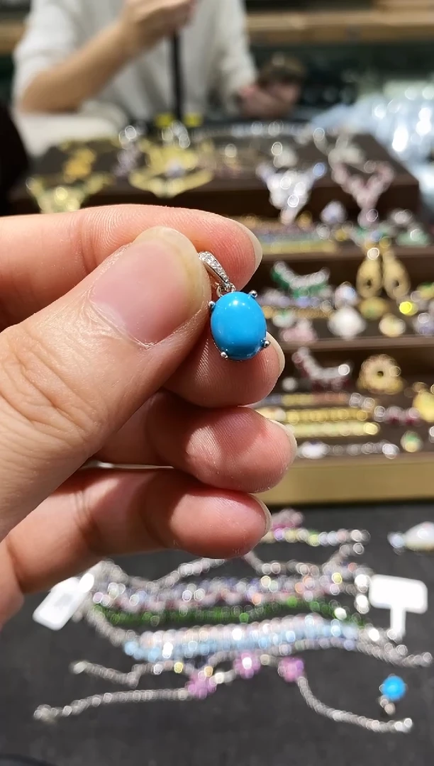 【闪购商品】蓝宝石颈饰银S925镀金镶嵌蓝松