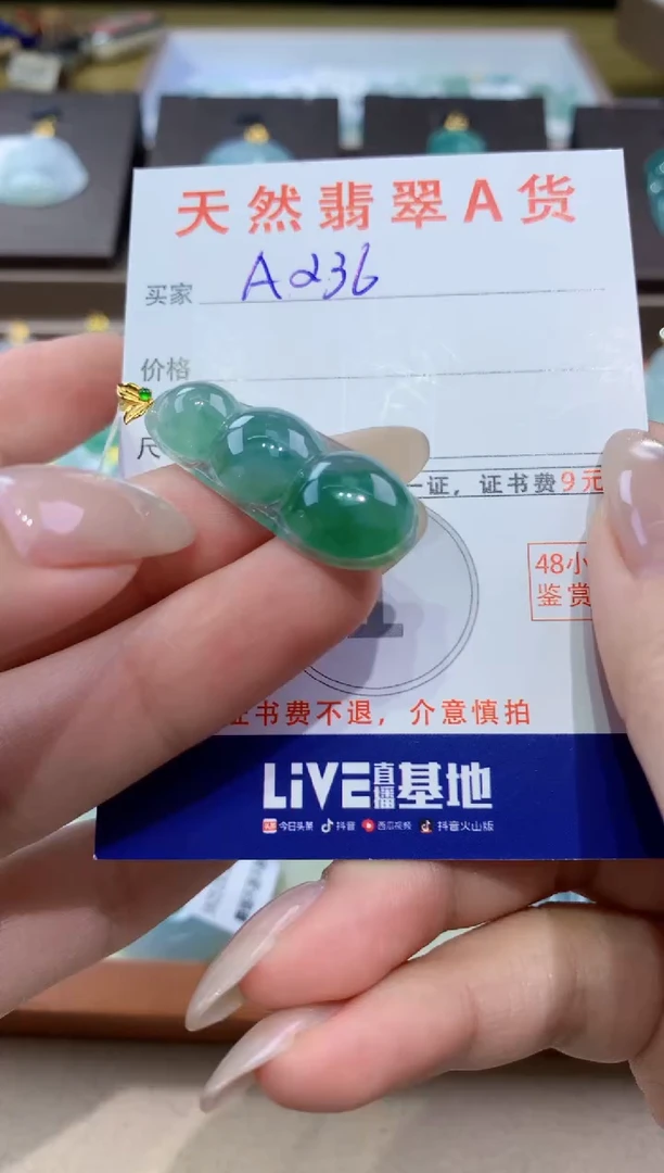 颈饰18K金镶嵌翡翠天然缅甸翡翠A货挂件