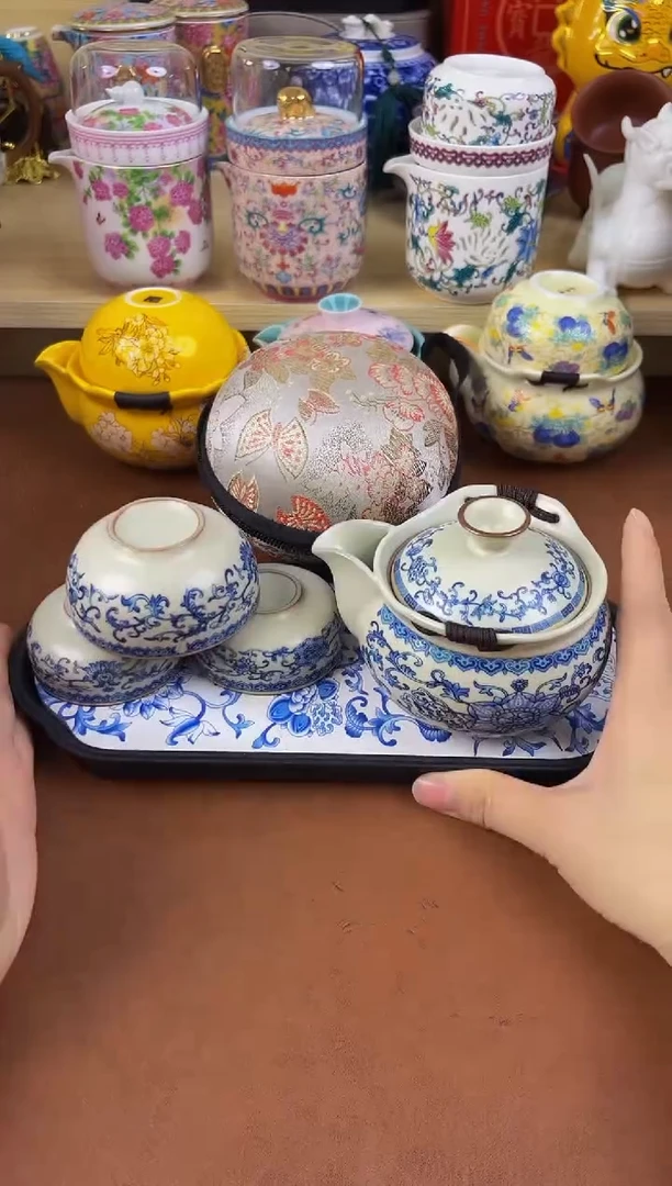 陶瓷茶具摆件旅行套组