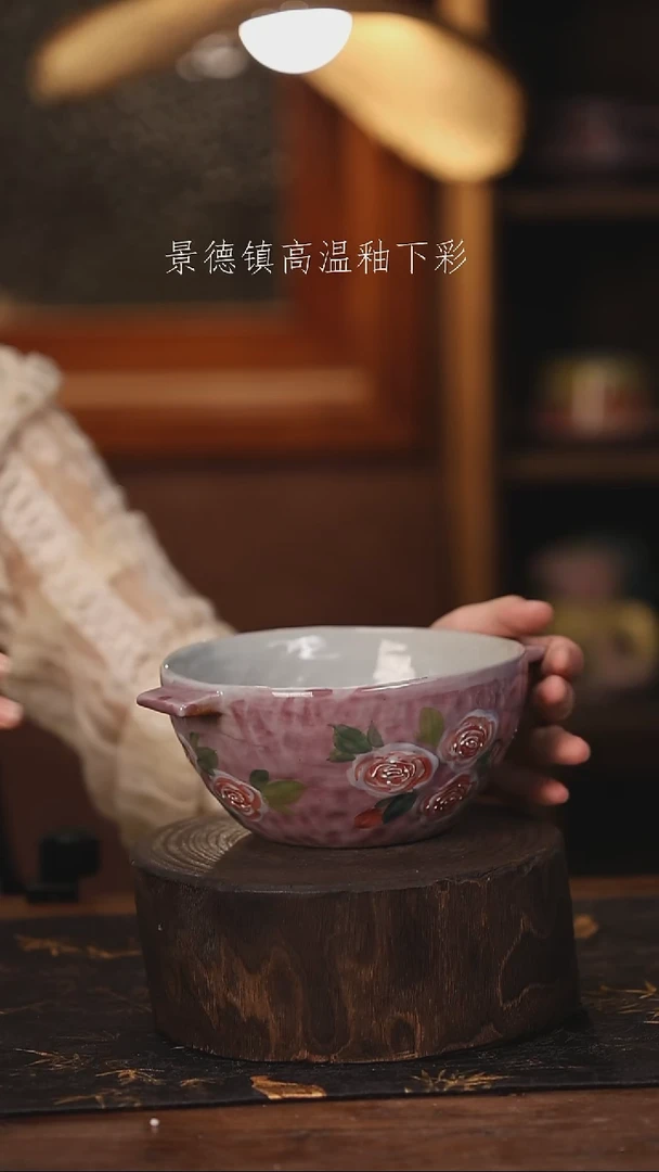 陶瓷景德镇高温釉下手绘陶瓷@L470@