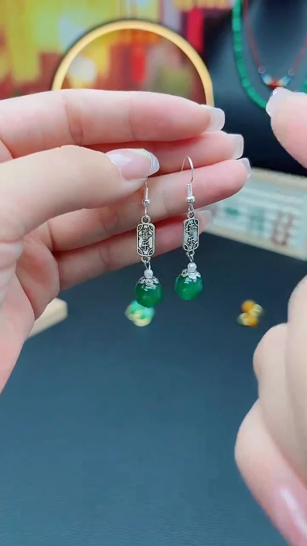 玛瑙/玉髓耳饰银S925镶嵌322