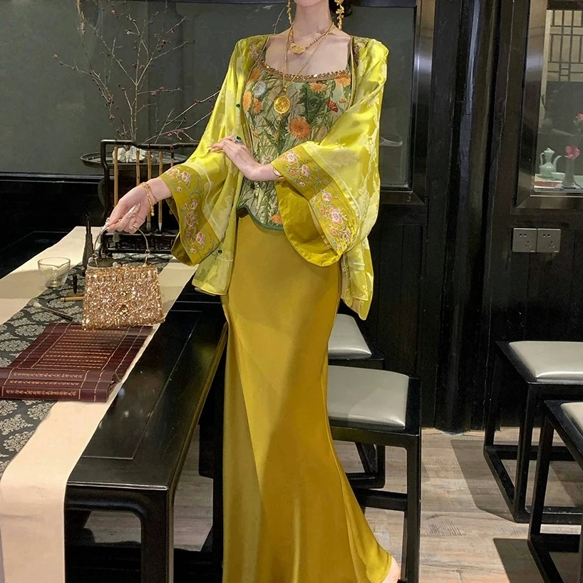 【春和景明】春夏复古假日修身蒲公英提花油画感 套装