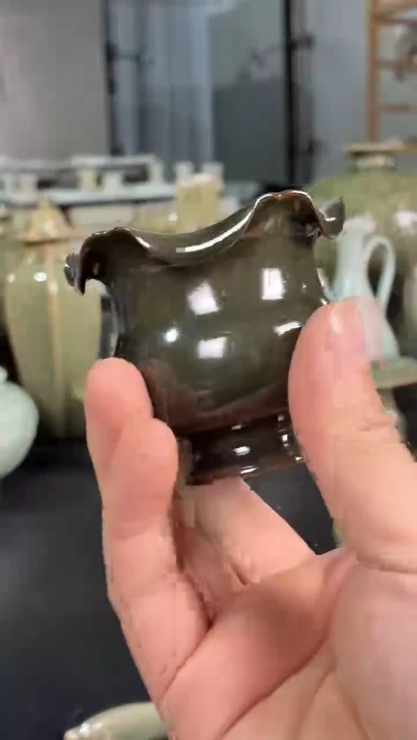 耀州窑仰山茶叶沫花口尊332