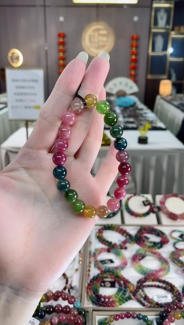 单圈手串9mm+未镶嵌碧玺多样性发货一条