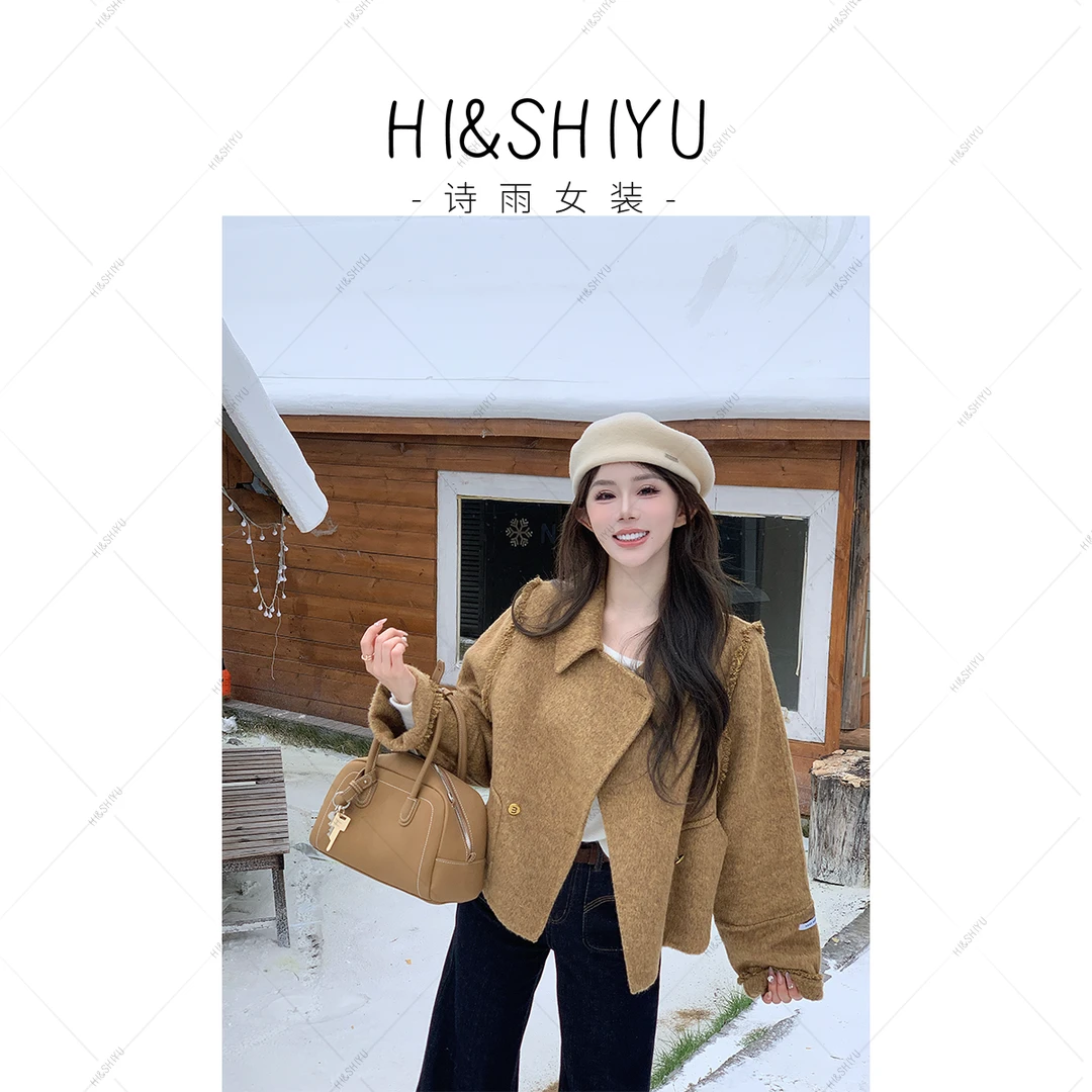 诗雨设计【暮色回响】25年新款时尚百搭设计感休闲纯色大衣