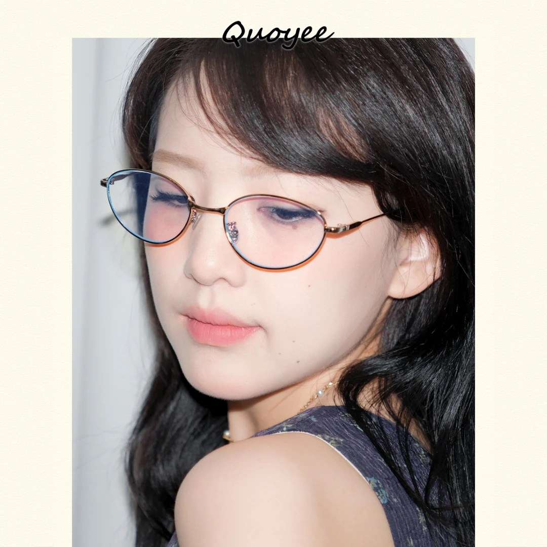 Quoyee 纯欲风超轻猫眼平光镜 素颜大框防蓝光饰品眼镜YC011