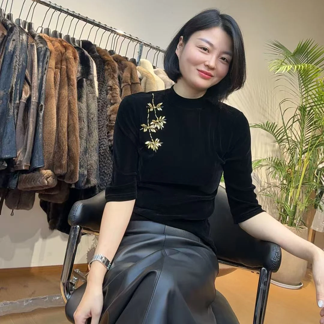 TANTAN 气质显瘦时尚百搭中领简约打底衫2953