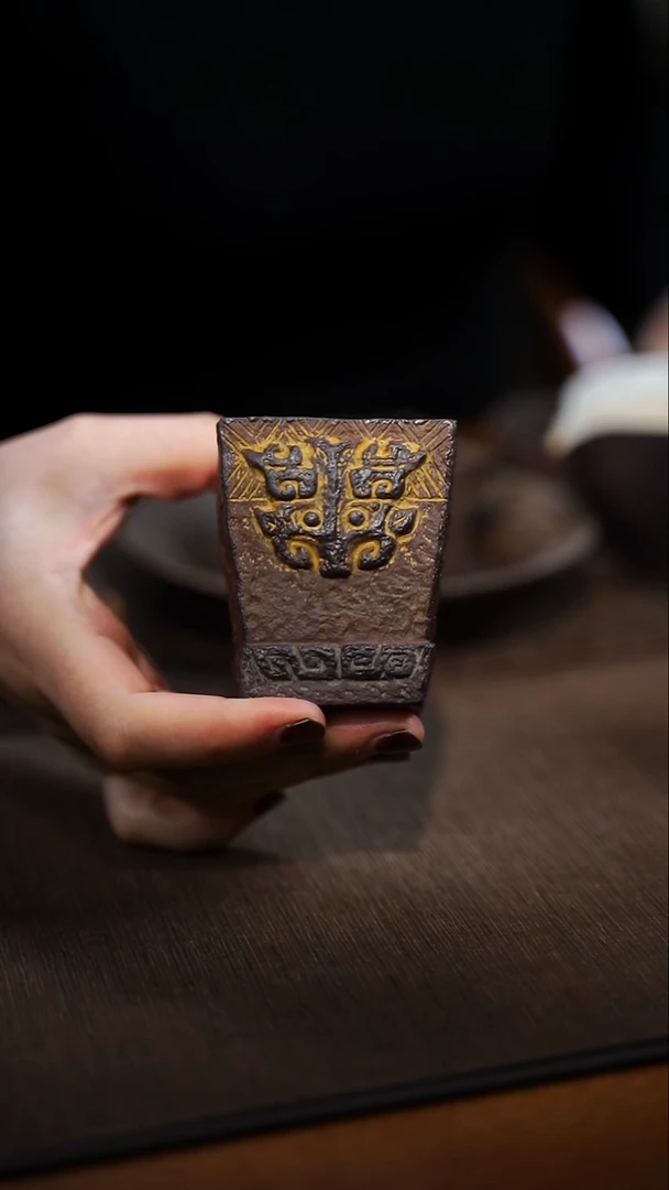 雪***胧全手工制作  紫砂四方杯