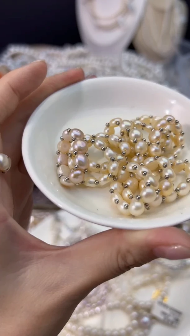 【闪购商品】淡水珍珠戒指未镶嵌强光*弹力绳戒指