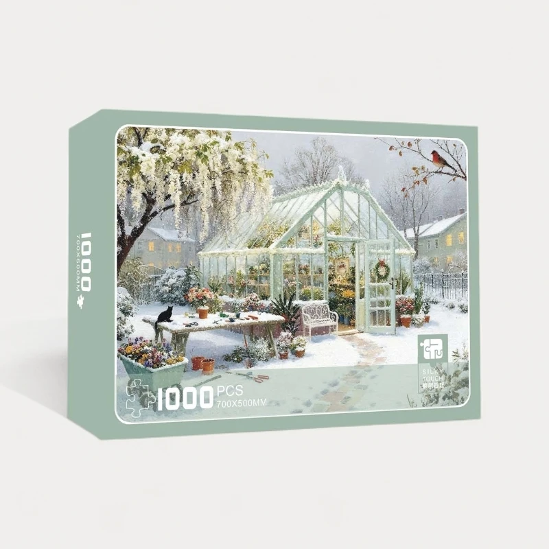 原创授权《冬日花房》丝绒触感拼图1000片礼盒装圣诞礼物