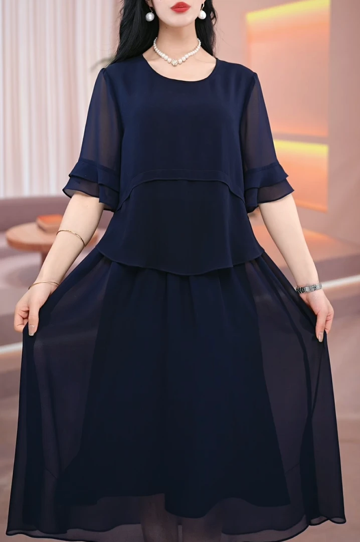 夏季气质时尚百搭遮肚显瘦连衣裙61