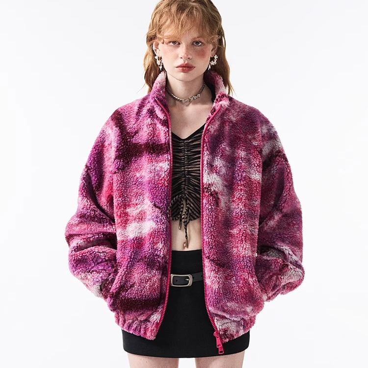 【青仓】1JINN STUDIO 慵懒摇粒绒扎染羊羔绒短款外套