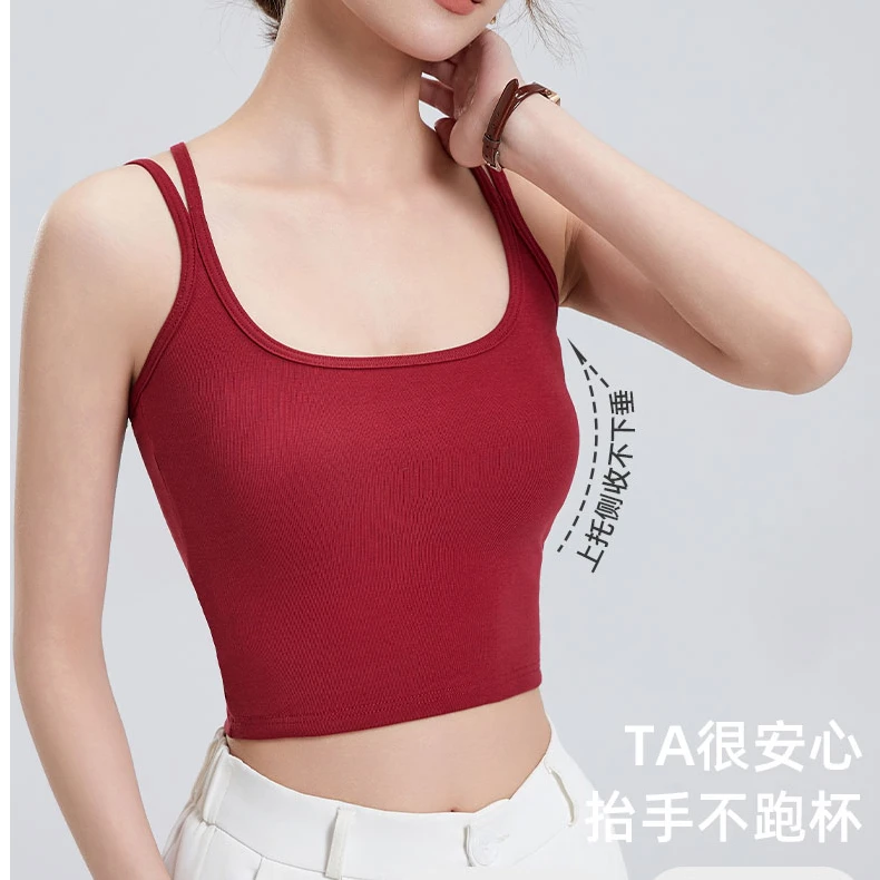 纯色吊带瑜伽背心运动弹力美背上衣紧身健身外穿夏季D324