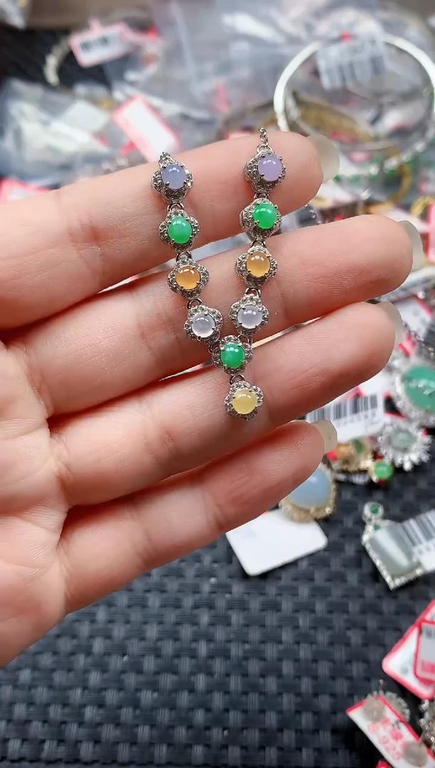 银S925镶嵌戒指翡翠天然A货缅甸翡翠