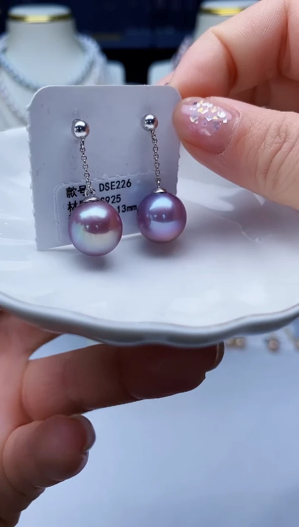 银S925镶嵌耳饰淡水珍珠淡水耳线