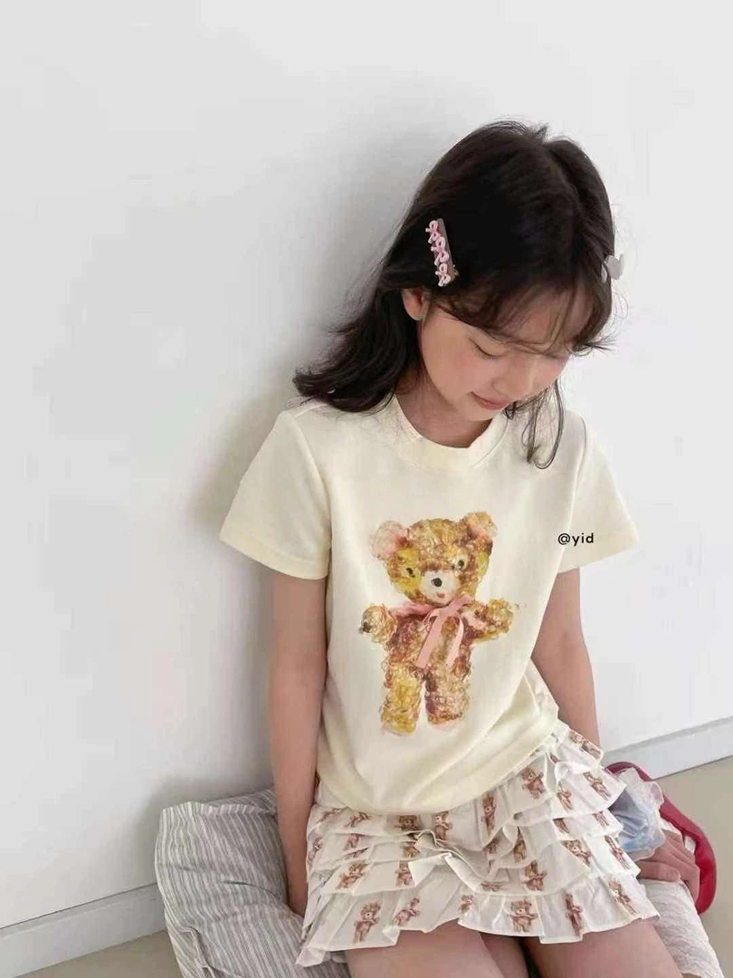 潮童可爱风短袖T恤（直播间同款）女童纯棉休闲百搭夏季印花时尚