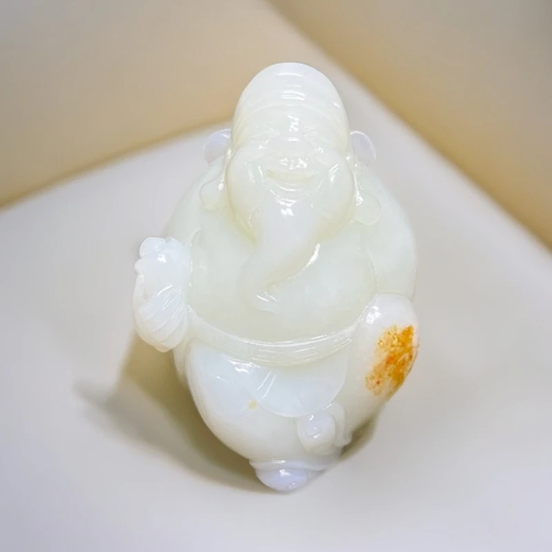 天然和田玉手把件财神