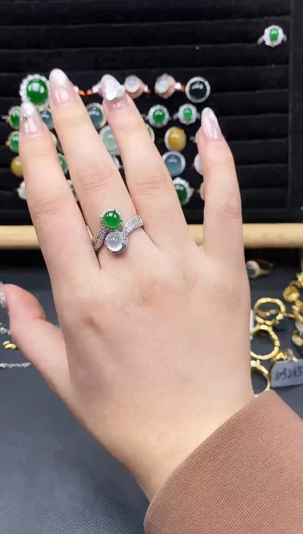 银S925镶嵌戒指翡翠111