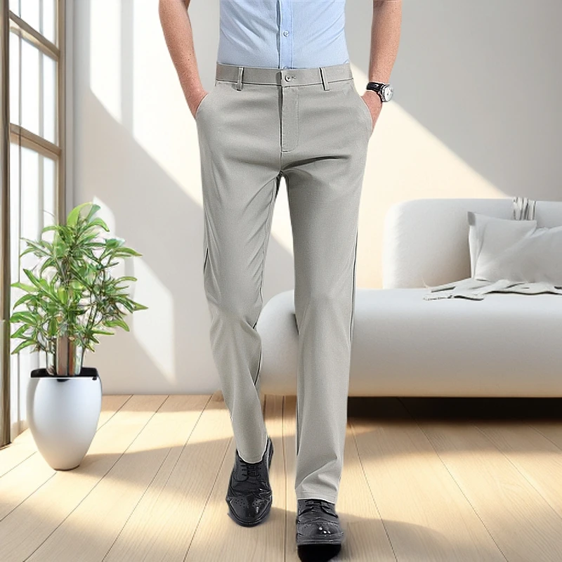 夏季薄款天丝莱赛尔休闲裤男士商务休闲百搭高端新款透气合身直筒