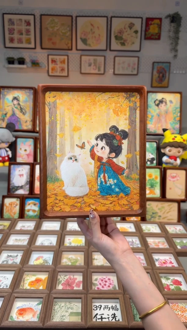 国画银杏叶女孩手绘国画10