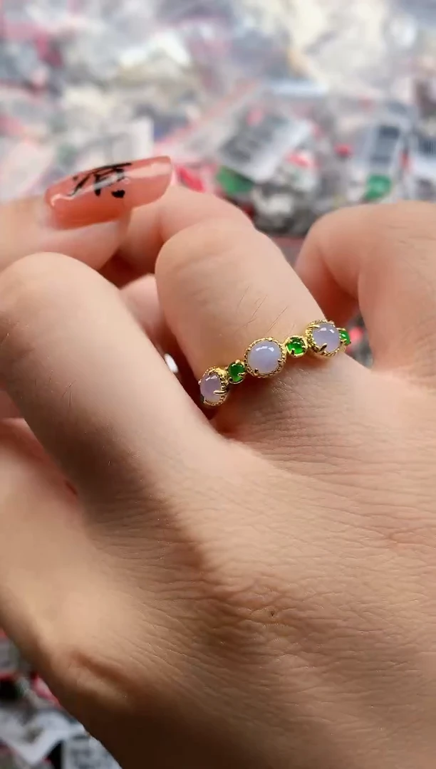 银S925镶嵌戒指翡翠天然A货缅甸翡翠