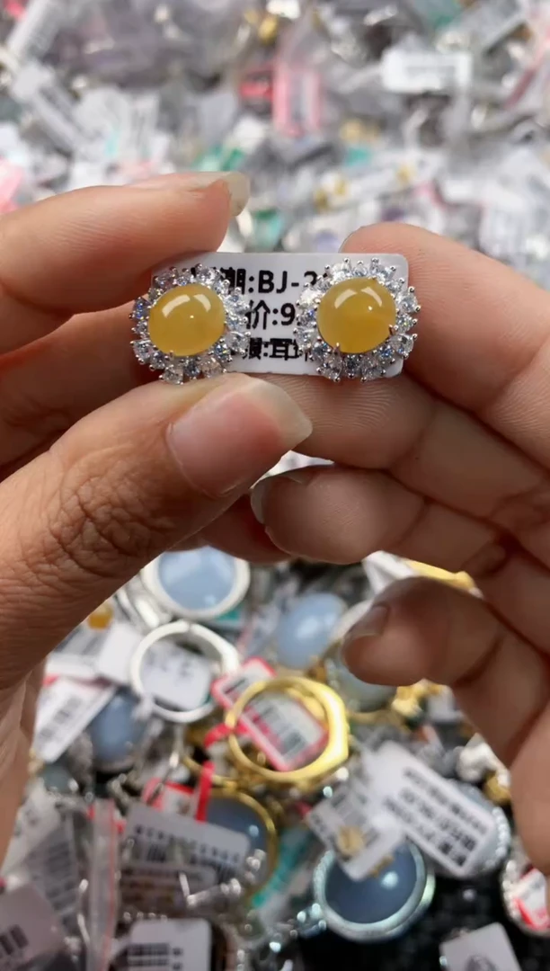 银S925镶嵌戒指翡翠666---3