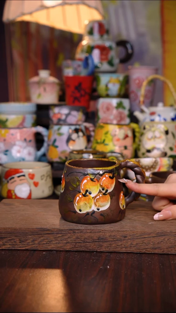 杯子陶泥垚手作 景德镇手工手绘陶瓷器物