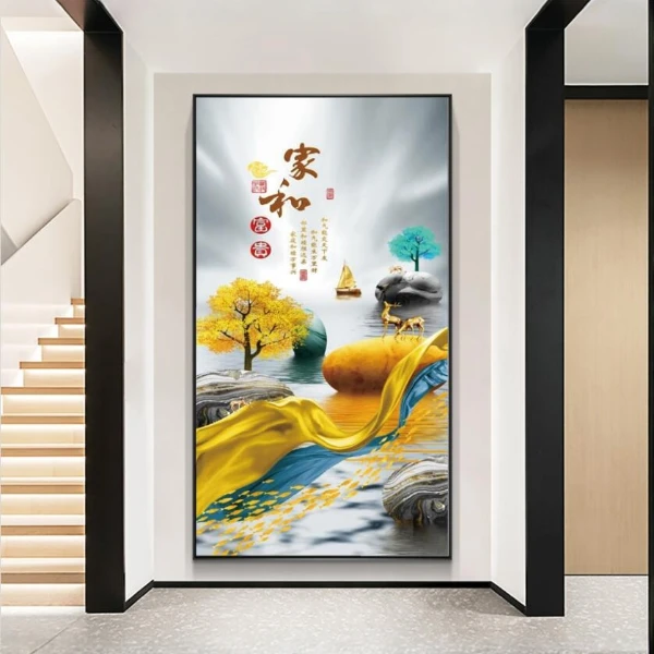 家和福禄镶钻壁画挂画墙壁玄关挂画装饰画玄关装饰画