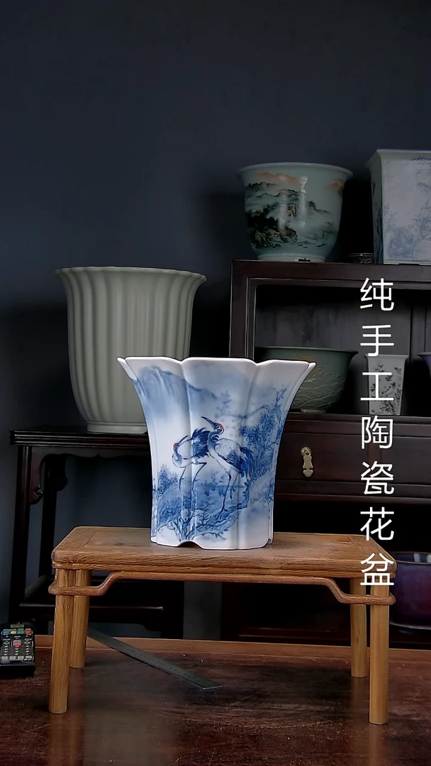 景德镇陶瓷 手工花盆