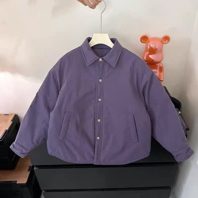 男童秋冬加厚棉服帅气2025新款秋冬儿童宝宝翻领加厚棉袄保暖上衣