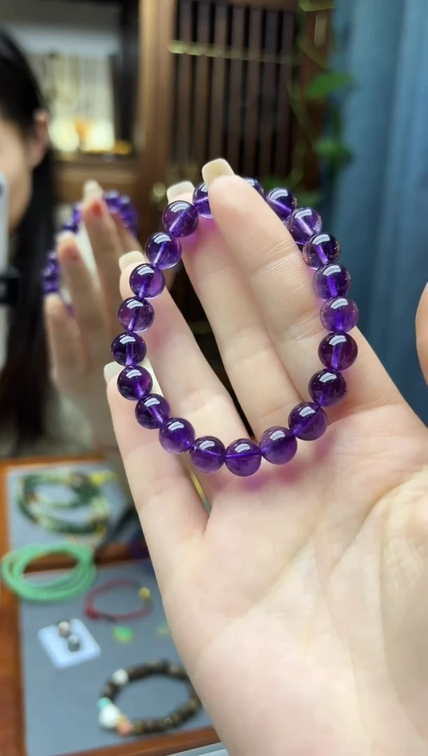 未镶嵌车挂水晶紫水晶手串9mmSC