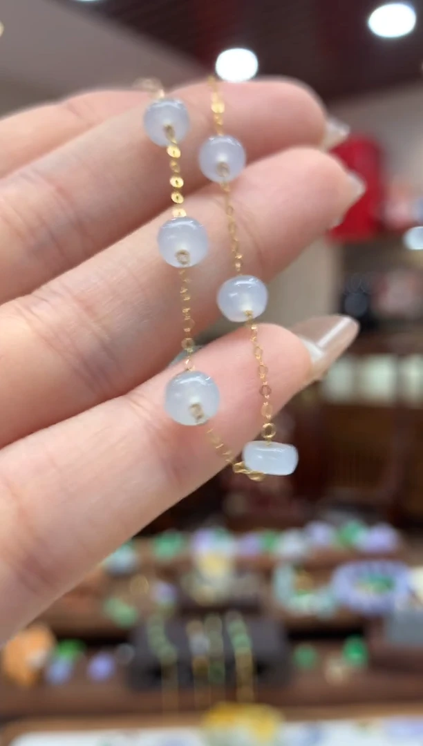 【闪购商品】翡翠手链18K金镶嵌手链