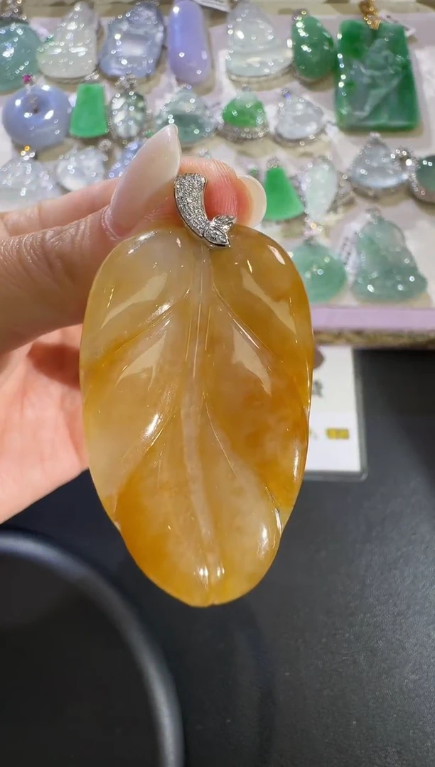 翡翠18K金镶嵌吊坠(不含链)【源头工厂】18k金钻石镶嵌