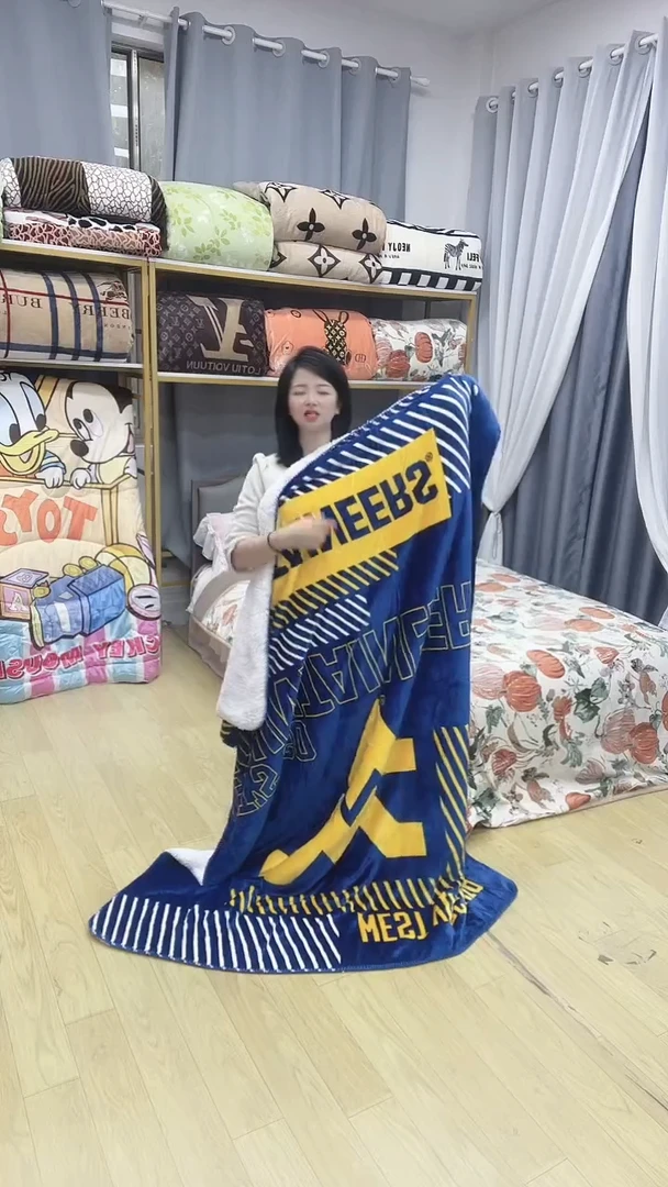 牛奶绒150*180蓝羊双层毯