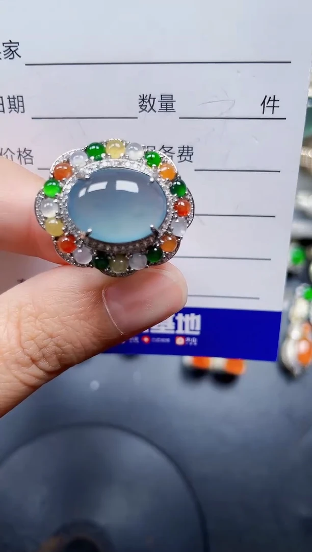 银S925镶嵌戒指翡翠308