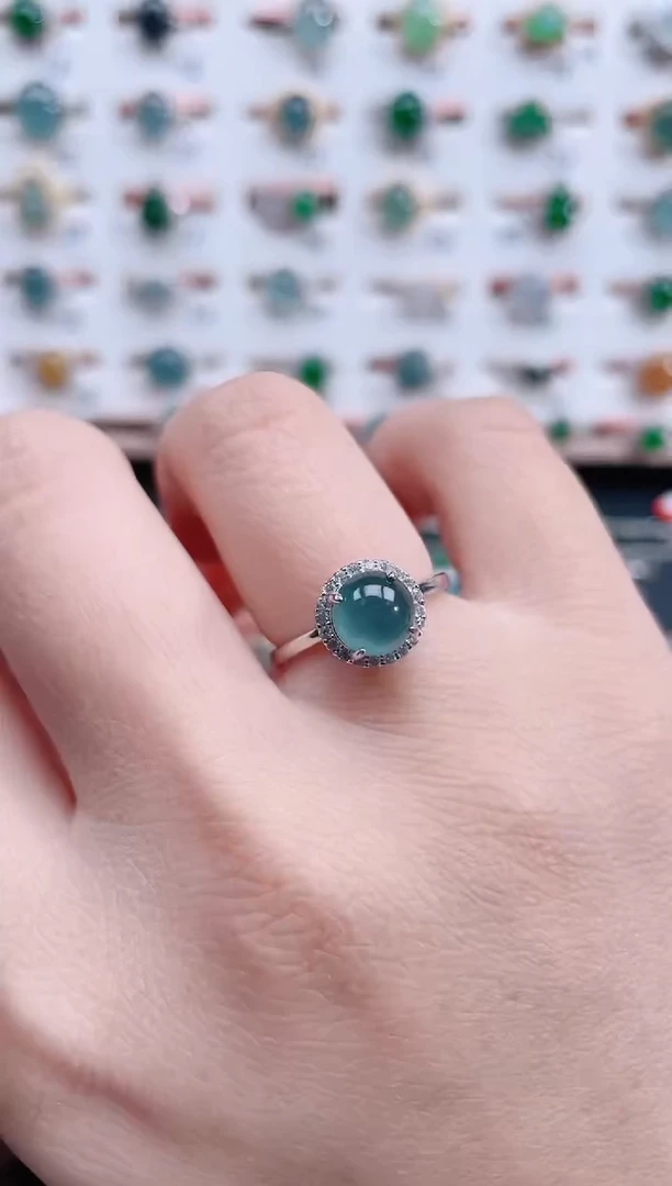 银S925镶嵌戒指翡翠天然翡翠