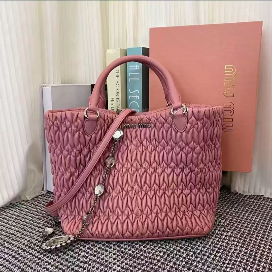 99新 MIU MIU/缪缪 粉色宝石托特包