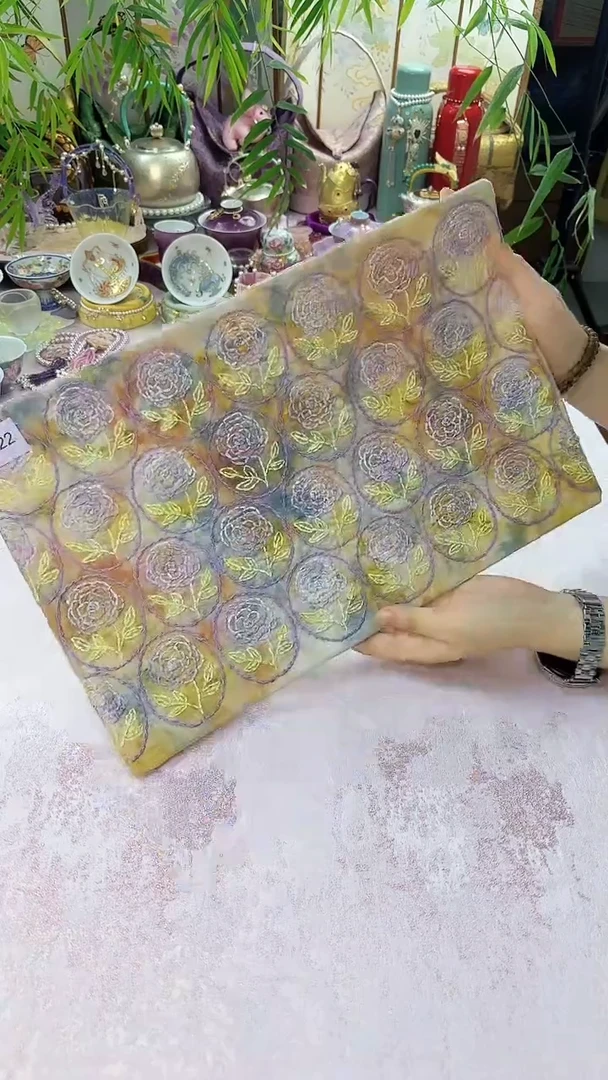 28号玫瑰窗花刺子绣茶席
