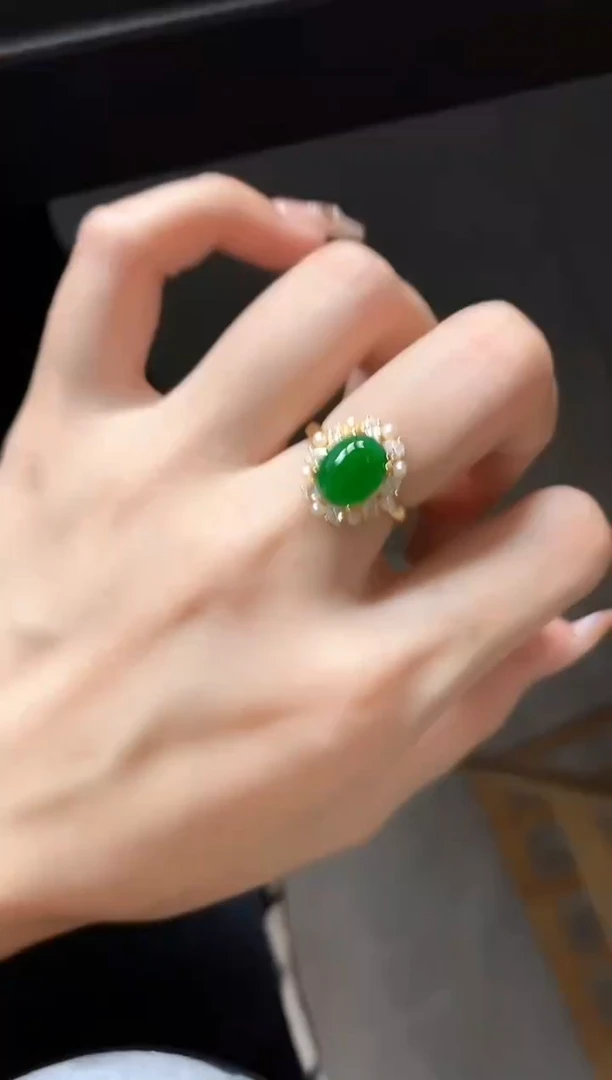 银S925镶嵌戒指翡翠51511