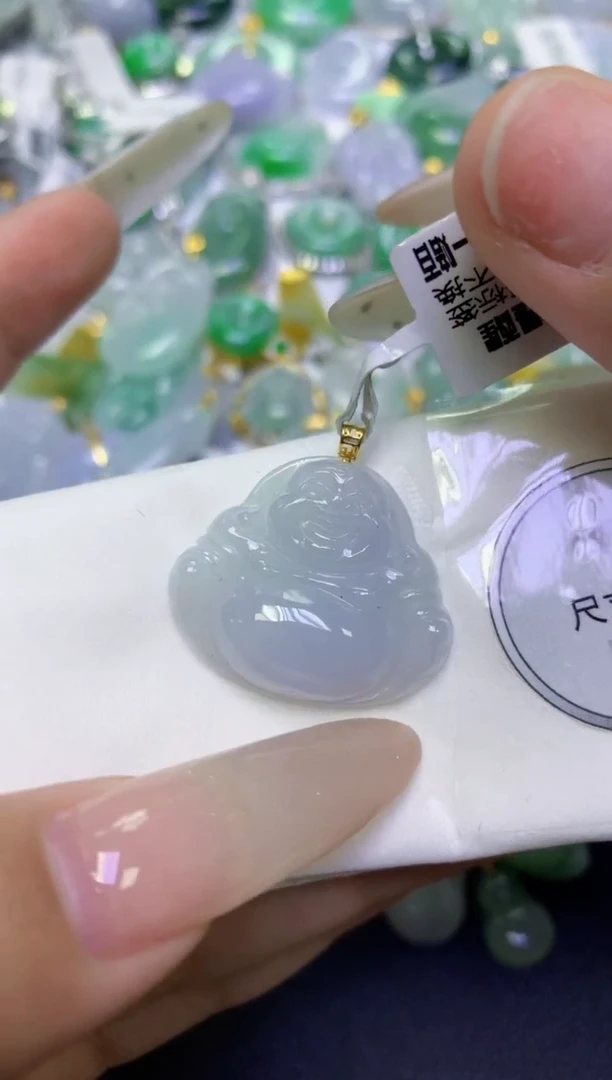 颈饰18K金镶嵌翡翠天然缅甸翡翠A货百元以上9元证书费自理