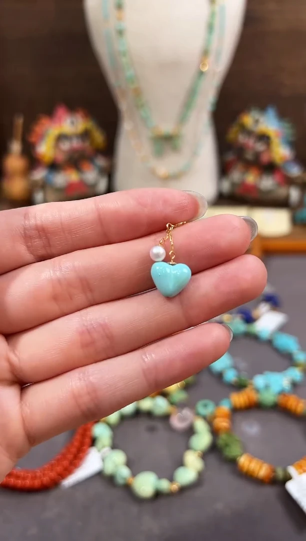 绿松石18K金镶嵌提溜绿松石提溜